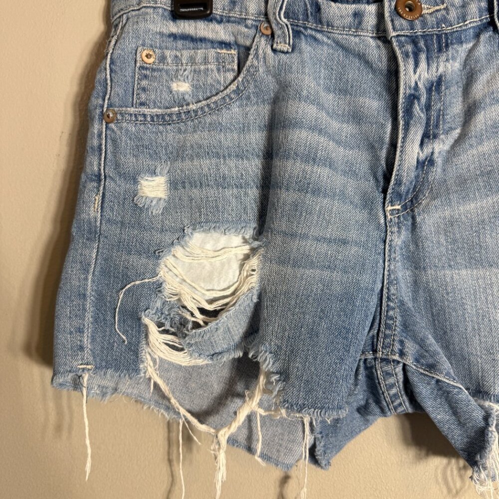 Pistola Distressed Cut Off Denim Jean Shorts Womens 27 Asher Blue Mid Rise Rigid - Picture 6 of 13